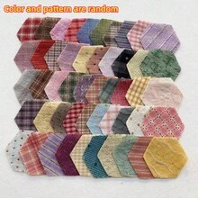 50pcs Pre-Dyed Hexagon Vintage Dyed Fabric Pieces, Pre-Cut, Suitable For DIY Bag Making, Quilting And Patchwork - Multicolor - View 1