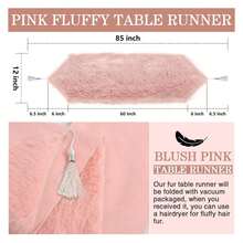 Blush Pink Table Runner 72 Inch - FluffyFur Dresser Runners For Bedroom & Coffee Table - Pastel Pink Furry Decor For Wedding, Fall, Christmas - Multicolor 605 - View 3