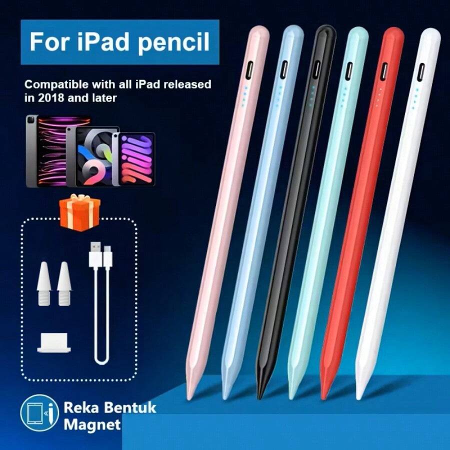 FCV 1pc USB-C Fast Charging Stylus Pen Compatible With IPad 6th To 11th Generation, Apple IPad Pro 11"/12.9" (2018-2025), IPad Air 3/4/5/M2/M3, IPad Mini 5/6 - Multicolor - View 1
