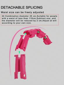 1pc 24-Section Detachable Hoop, Adjustable Fitness Exercise For Waist Up To 110cm, Non-Slip - Pink - View 5