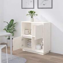 vidaXL Sideboard weiß 74x35x80 cm massives Kiefernholz - Verschiedenfarbig - Übersicht 3