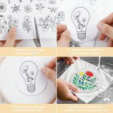 Embroidery Patterns Water Soluble For Clothes DIY,Water Soluble Stabilizer Pattern Water With Thread, Hand Sewing Stabilizers Self-Adhesive Non-Woven Pre-Printed Embroidery Patterns - Black and White - View 8