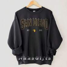 San Diego Baseball Sweatshirt, Vintage Style San Diego Baseball Crewneck, The Pads T-Shirt, San Diego Sports Fan Sweatshirt - 黑色 - 查看 8