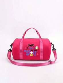 1pc Piece Letter Golf Ball Print Crossbody Bag - Adjustable Shoulder Strap, Top Handle, Durable Fabric Mini Tote Bag, Suitable For Gym, Dance, Daily Commuting And Outdoor Sports (Available In Multiple Colors), Small Gym Bag, Casual Street Style, Simple Design Wallet.