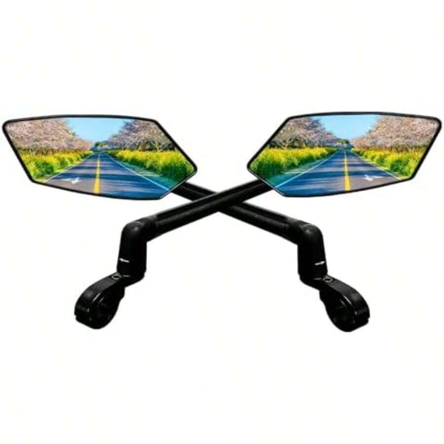 Espejo de bicicleta plegable para montaje en manubrio, espejos retrovisores ajustables para bicicleta, bicicleta eléctrica giratoria de 360°, espejo para manubrio eléctrico izquierdo (0-1(Left&Right) - Multicolor - Ver 1