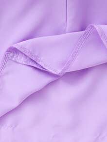 Girls' Summer Short Sleeve Purple Ribbed Splice Mesh Dress + Pearl Mini Handbag, Suitable For Birthday Party, Cocktail Dress - Mauve Purple - View 9