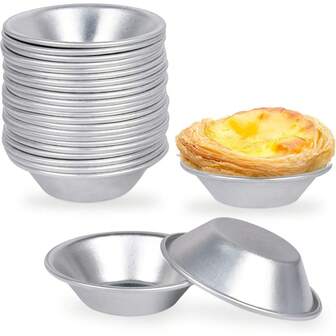 10/20 piezas Moldes reutilizables antiadherentes de aluminio para tartaletas, tazas para hornear magdalenas para hornear postres en casa, bandejas para hornear tartaletas/pasteles