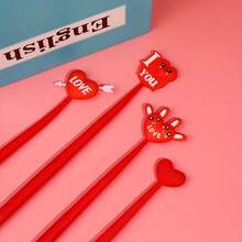 4pcs, Valentine's Day Pen Heart-Shaped Pen Ballpoint Pen Valentine's Day Party Gift Pen School Office Supplies Birthday Gift New Year's Day Happy, Back To School, School Supplies, Colors For School