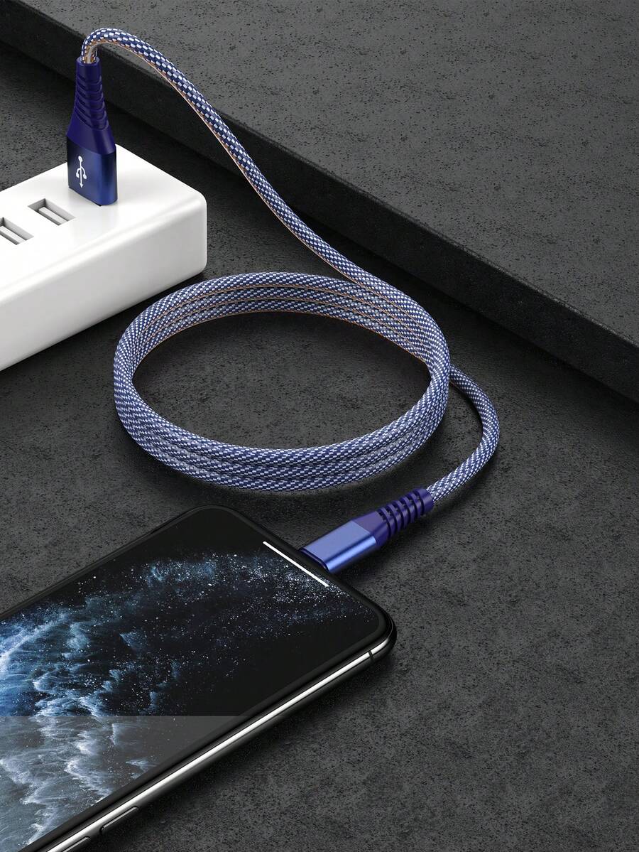 FCV Cable de datos de automóvil CarPlay azul, cable de cargador de automóvil, cable USB-A a Lightning, compatible con carga rápida y transferencia de datos, compatible con iPhone 14/13/12/11 Pro Max XR XS X 8 7 6 Plus SE - Azul - Ver 1