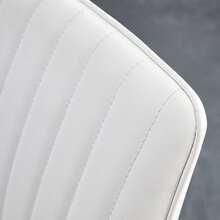 Set Of 4 White Dining Chairs: Silver Metal Legs, White PU Leather, For An Elegant Dining Room. - White - View 9
