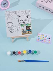 1 Set Kids Digital Oil Painting DIY 15cm/5.9in Printed Oil Painting Board, Cartoon Drawing For Children Back To School, Classroom Decor, Christmas Holiday Gift