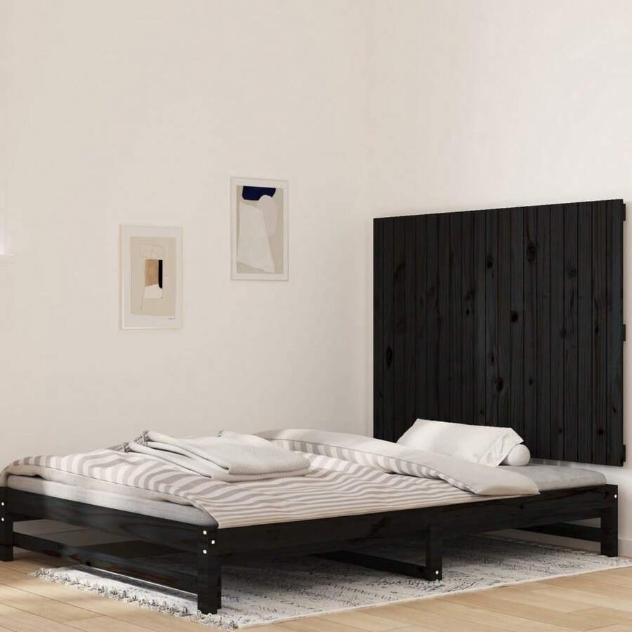 vidaXL Wandkopfteil Schwarz 127,5x3x90 cm Massivholz aus Kiefer - Verschiedenfarbig - Übersicht 1