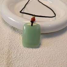 1pc Luxury Shiny Green Jade Buddha Pendant Necklace, Exquisite Jewelry - Green - View 5
