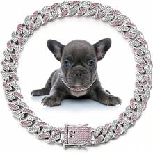 1pc Hip Hop Pet Cuban Chain, Dog Rhinestone Necklace, Pet Alloy Collar Accessory, Hip Hop Style Decor, Suitable For Daily Wear And Parties - Multicolor - View 10