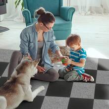 Self-Adhesive, Non-Slip, Reusable, Waterproof, Suitable For Living Rooms And Bedrooms. Blue Carpet Tiles, Tear-Off Adhesive, With Backing, For Use On Floors. Suitable For Kitchens, Bathrooms, And Bedrooms. Non-Slip, Tear-Off Adhesive Carpet Tiles With Backing. 10 Pieces Per Pack. - Multicolor - View 4