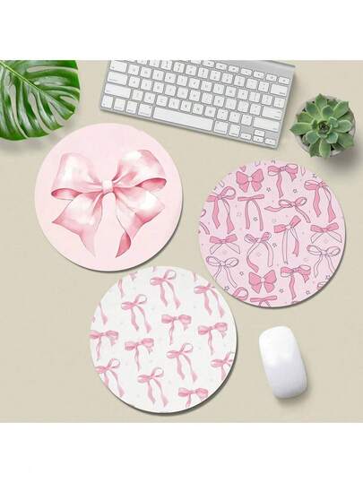1pc Cute & Fun Mouse Pad, Round Office Desk Mouse Pad With Non-Slip Rubber Base, Mini Portable Travel Mouse Pad, Laptop Computer Office Rubber Mouse Pad Suitable For Girls And Boys, For Office, Home, Study And Gaming