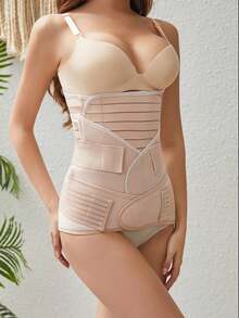 3pcs 3-In-1 Binding Belt Set, Powerful Shaping Body Waist Cincher, Breathable Tummy Control Belt, Plus Size Set - Apricot - View 13