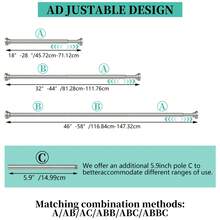 DYHOME Stainless Steel Shower Curtain Rod, Non-Slip And Rustproof, Extendable Shower Curtain Rod Without Drilling, Suitable For Wardrobes, Bathrooms And Balconies - Brushed Nickel - View 3