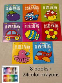 1 Set Of 8pcs, 16 Pages/Book Number Tracing Coloring Books, Cartoon Drawing Painting Book For Kids Back To School,Back To School,School Supplies