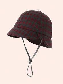 1pc Baby/Toddler Retro Plaid Bucket Hat, Fashionable Korean Style, Warm & Sun-Shading, Suitable For Autumn/Winter - Multicolor - View 4