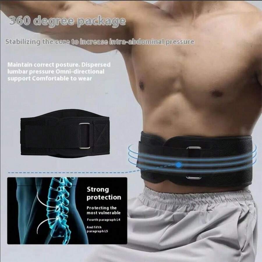 Adjustable Weightlifting Belt, Provides Lumbar Support For Squats, Deadlifts, And Other Strength Training Exercises To Protect Spine And Stabilize Core - Black - View 1