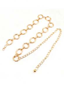 1 chiếc thắt lưng kim loại hình bầu dục đơn giản mới dành cho nữ, dây chuyền trang sức cơ thể đa năng thời trang, thắt lưng phụ kiện váy - Vàng - Xem 2