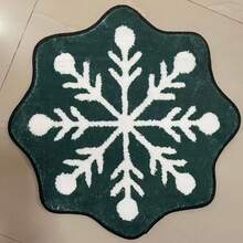 1pc Green Snowflake Christmas Bathroom Mat Kitchen Mat Door Mat, Soft Fluffy Faux Cashmere Material, Printed Carpet, Christmas Indoor Home Decor, Christmas Gifts, Christmas Home Decorations, Non-Slip Carpet Door Mat, Bathroom Small Rug - Non-Slip, Machine Washable, Faux Cashmere Bathroom Small Rug, Perfect For Bathroom Or Bedroom Decor, Bathroom Christmas Decor And Accessories, Suitable For Home Entrance Decor, Christmas Party - Multicolor - View 9