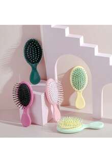 1 Set Japanese Style Mini Hair Brush, With Plastic Edged Brush/Matte Resin Handle/Rubber Bristles, Massages & Styles Hair For Normal/Long Hair, Suitable For Women's Styling/Salon/Travel/Back To School/Vacation/Daily Use, Portable Professional Hairstyling Tool, Great Gift For Valentine's Day, Mother's Day, Graduation Season - Multicolor - View 2