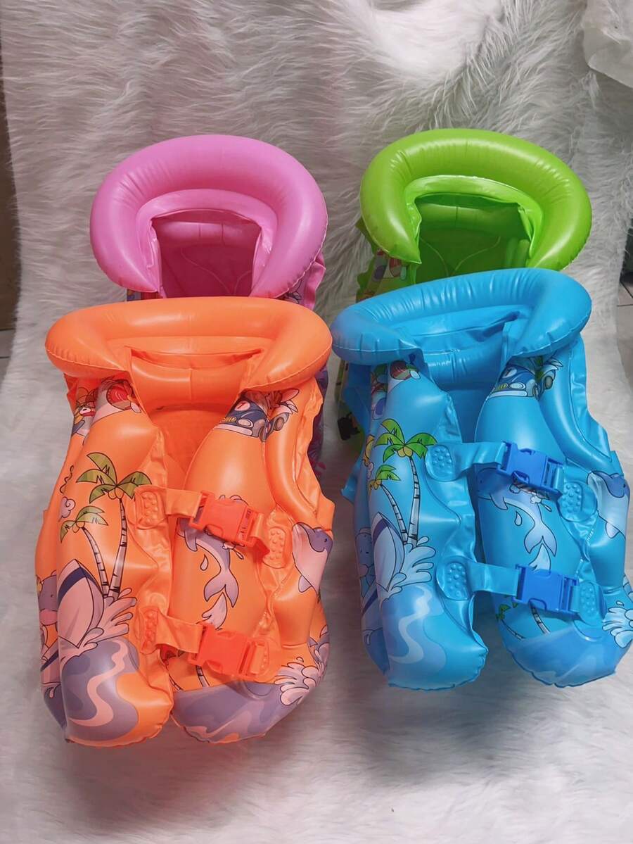 Colete Inflavel Boia para Piscina Praia Infantil Flutuador Salva Vidas para Criança e Bebê Unissex P M G 10 a 50 kg/WJ69 - Azul - Visão 1