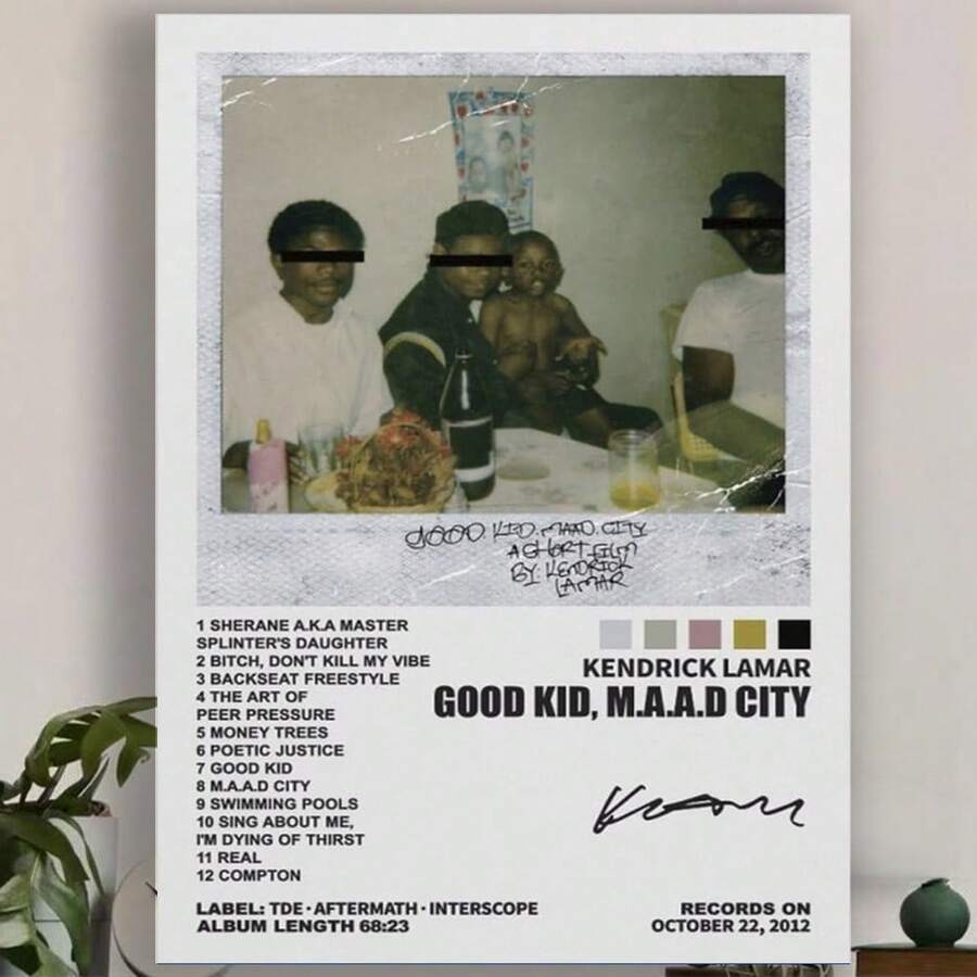 Framed  Kendrick Poster Lamar Good Kid, M.A.A.D City Canvas Album Cover Posters For Room Aesthetic Canvas Wall Art Bedroom Decor  Christmas,New Year For Living Room, Bedroom, Kitchen,Restroom Decoration - Framed(框架) - 查看 1