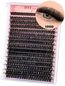 MEM 320/270片/套 单簇假睫毛，D型卷翘，9-16毫米宽睫毛柄，DIY睫毛嫁接，自然浓密，可重复使用，单簇假睫毛嫁接套装，适合居家或户外使用，适用于日常生活、婚礼、约会、派对、音乐节、春季、旅行等各种场合。 - D - 查看 3