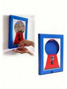 Wall-Mounted Square Candy Dispenser Photo Frame, Convenient Candy, Nut, Pet Snack Dispenser Photo Frame With Built-In Bubble Gum Machine