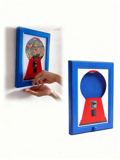 Wall-Mounted Square Candy Dispenser Photo Frame, Convenient Candy, Nut, Pet Snack Dispenser Photo Frame With Built-In Bubble Gum Machine