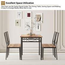 Juego de mesa de comedor industrial de 5 piezas para 4 personas, con estructura de metal resistente y mesa y sillas de madera, muebles de cocina compactos para apartamentos, restaurantes y comedores. - Marrón - Ver 6