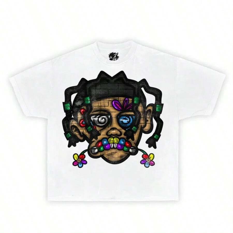 Trip Big Head Streetwear Boxy Tee Shirt, Y2K Shirts, Opium, Graphic Shirts, Oversized Tshirt, Dope Shirts, Vintage Shirts, Kids, T-Shirt - White - View 1