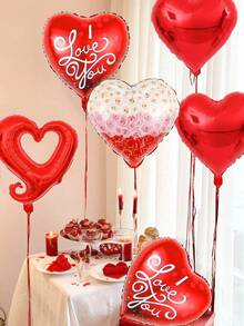 Set de 11 globos de aluminio con forma de corazón, adecuados para suministros de fiesta de cumpleaños, reunión de cumpleaños, fiesta familiar, fiesta de boda, globos con tema de amor, decoración de lugar de boda, decoración de fiesta de propuesta, decoración de recepción de boda, decoración de pared de fondo, ducha nupcial, decoración del Día de San Valentín - Multicolor - Ver 1