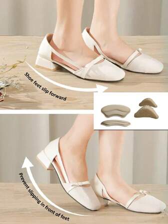 2pairs 1 Pair Of Heel Stickers, 1 Pair Of Skin Tone Diamond Shaped Toe Protection Covers Leather Shoe Heel Sticker, Men's Shoe Big Change Small Shrink Size Artifact, Fits The Heel Anti Wear Foot Sports Shoe Special Half Size Pad Toe Stuffing, Shoe Major Changes, Small Artifact Filling, Size One And A Half Insole Adjustment, High Heels, Ultra Soft Forefoot Pad, Anti Pain Female