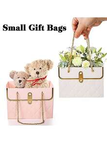 1/3 hộp quà giấy hoa hồng trang nhã, hộp hoa hình lập phương bằng bìa cứng chắc chắn có tay cầm - Thích hợp cho đám cưới, Ngày của Mẹ, Ngày Valentine và các dịp khác - Thiết kế kiểu túi xách sáng tạo, trang trí hoa đan, hộp quà bền đẹp, hộp quà hoa. - Nhiều màu - Xem 8