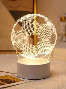 1pc 3D Acrylic Football Pattern Night Light, USB Powered, Bedroom Decor, Desktop Decor, Bedside Lamp, Football Fan Gift, Home Decor Night Light - White - View 1