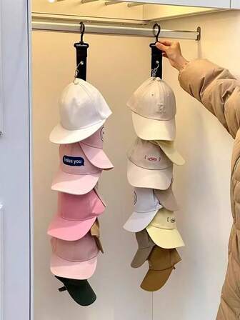 10pcs/5pcs/3pcs/1pc Multi-Color Hat Storage Hanging Bag, With Multiple Clips And Hooks Hanger Rack, Suitable For Wardrobe And Cabinet Door