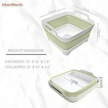 Collapsible Wash Basin 9L Foldable Dish Tub With Drain Plug Portable Collapsible Dish Basin Camping Sink For Washing Dishes Laundry And Kitchen Use Gray - màu xanh lá - Xem 2