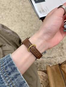 1pc Horseshoe Buckle Leather Band Compatible With 38/40/41/42/44/45/49mm Ultra/Ultra2/SE/SE2/9/8/7/6/5/4/3/2/1 - Black - View 5