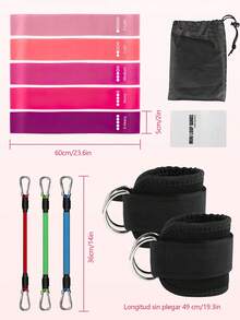 Conjunto de equipo de entrenamiento físico de 12 piezas, incluye anillo de tobillo elástico, 5 piezas Bandas Elásticas Fitness Resistencia para Hombre Mujer, banda de resistencia de cadera y pierna, Cintas Musculación de Látex Natural con Bolsa Almacenamiento, banda de resistencia con hebilla de tobillo con moldeador de glúteos y piernas, adecuado para el entrenamiento de fuerza de cadera y piernas, entrenamiento de resistencia y tensión de pierna, Yoga, Gimnasio - Multicolor - Ver 3