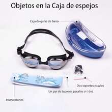 Gafas de natación con tapones auditivos siameses, PUBAMALL protección UV Antivaho sin fugas para hombres adultos Mujeres - / - Ver 4