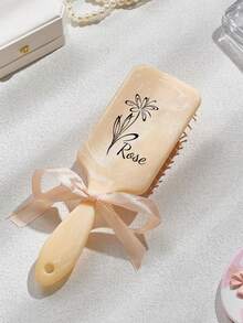 1 Pc Personalized Custom Hair Brush, Large Square Air Cushion Comb With Handle, Detangling Hairbrush With Bow Ribbon, Mothers Gifts Day,Portable Styling Brush, Wedding Gift, Bridesmaids Gift,Hairbrush - Multicolor - View 6