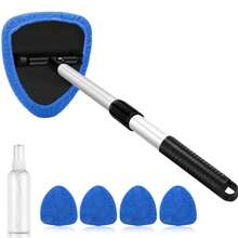 15.9"-21" Retractable Car Windshield Cleaning Tool Kit With 4 Upgraded High-Density Reusable Microfiber Pads, Car Wiper Blade Cleaner Kit, Blue - Multicolor - View 10