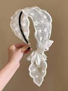 1pc Lace Bow Ribbon Hair Hoop, High Crown Pressure Headband, Fairy Style Daily Wear Bow Accessories, Hairband Headband For Women, Hair Accessories, ,Head Piece - Nhiều màu - Xem 4