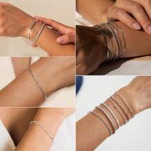 6pcs/Set Minimalist Design Bracelets, Suitable For Men And Women. Each Bracelet Is Made Of Metal Chains With Multiple Layers Of Chain Combination. These Bracelets Have A Simple And Fashionable Design, Which Can Be Matched With Various Outfits, And Are A Choice. Suitable For Daily Wear Or As A Gift For Family And Friends. - Multicolor - View 5
