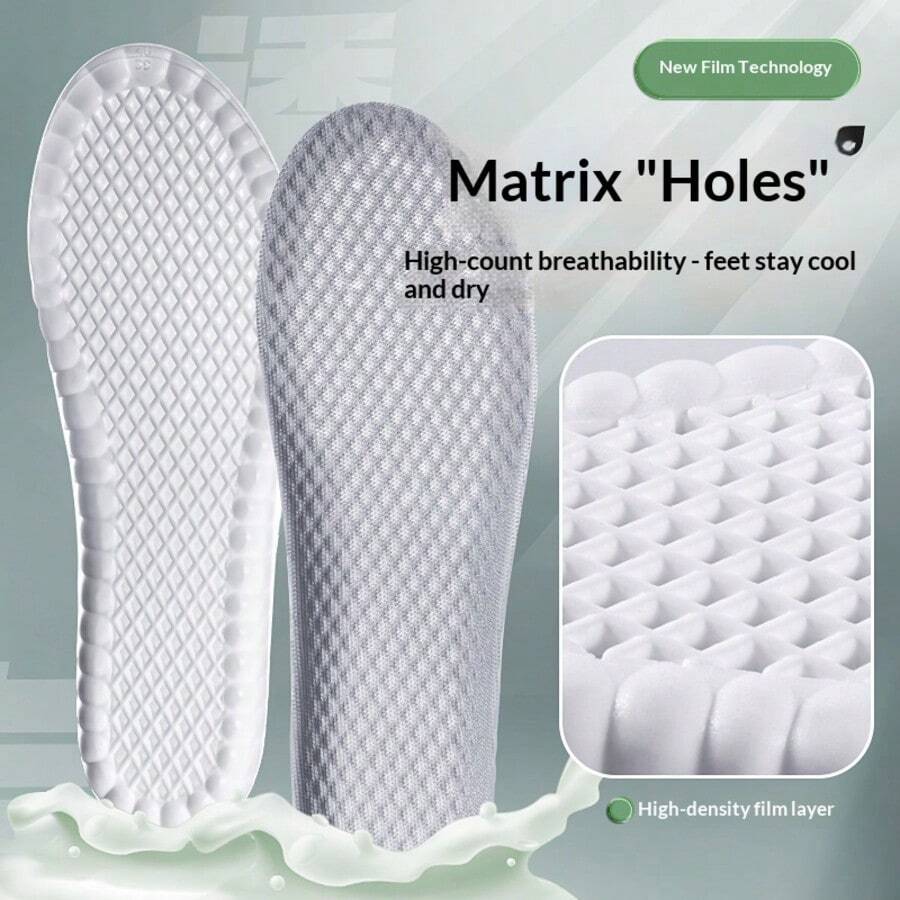 "Feeling Like Stepping On Feces, Super Soft PU Sports Insoles For Men And Women, Shock Absorption, Breathable, Sweat-Absorbing, Soft Basketball Training Insoles For Military Training" - Grey - View 1