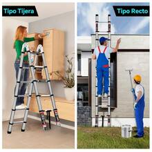 Escalera Telescópica de Acero Inoxidable 3.8MA, Escalera de Bambú con Articulaciones, Escalera Plegable para Hogar con Pies Antideslizantes, Escalera Multiusos Plegable para RV o Trabajo al Aire Libre, Capacidad de 149.69 KG - 3,8 Millones - Ver 5